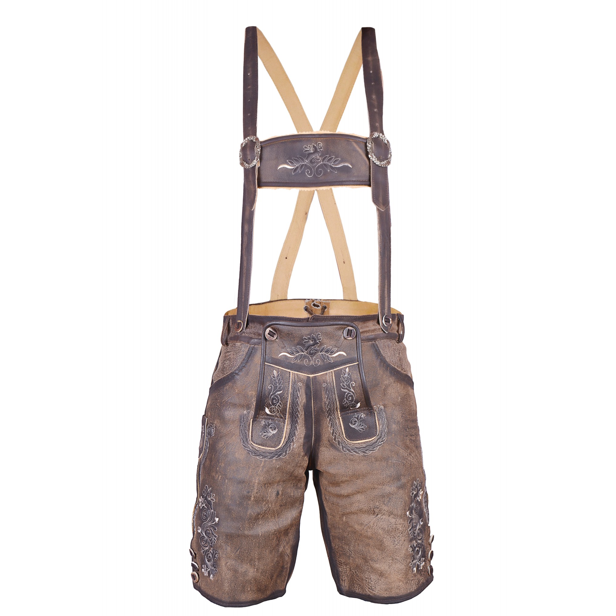 Bavarian Short German Lederhosen Dark Brown - Lederhosen Wears