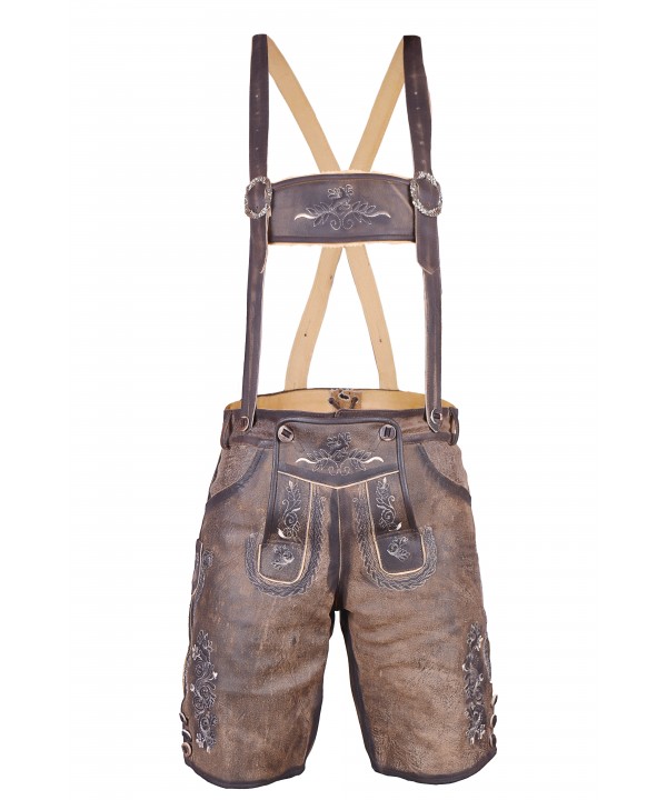 Bavarian Short German Lederhosen Dark Brown - Lederhosen Wears