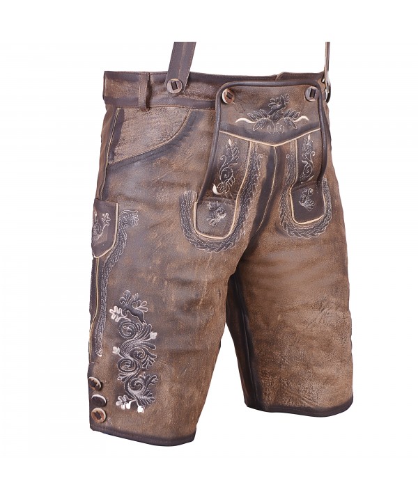 Bavarian Short German Lederhosen Dark Brown