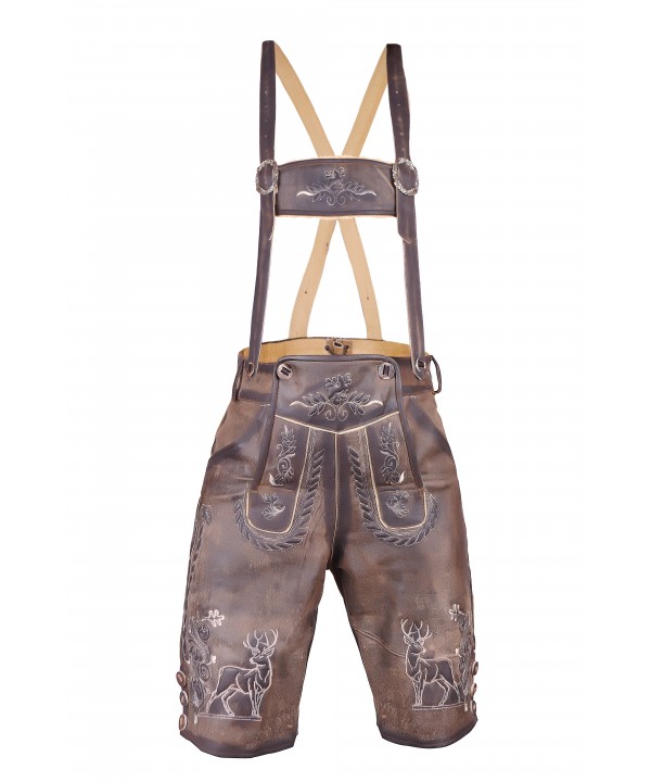 Trachten Short Authentic Lederhosen Shaded Brown