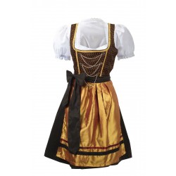 Vintage Midi Dirndl Dress Black Gold