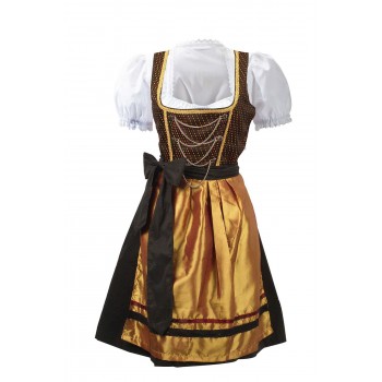 Vintage Midi Dirndl Dress Black Gold