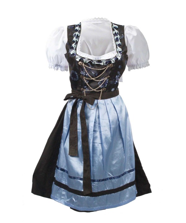 German Midi Dirndl Dress Vintage Blue