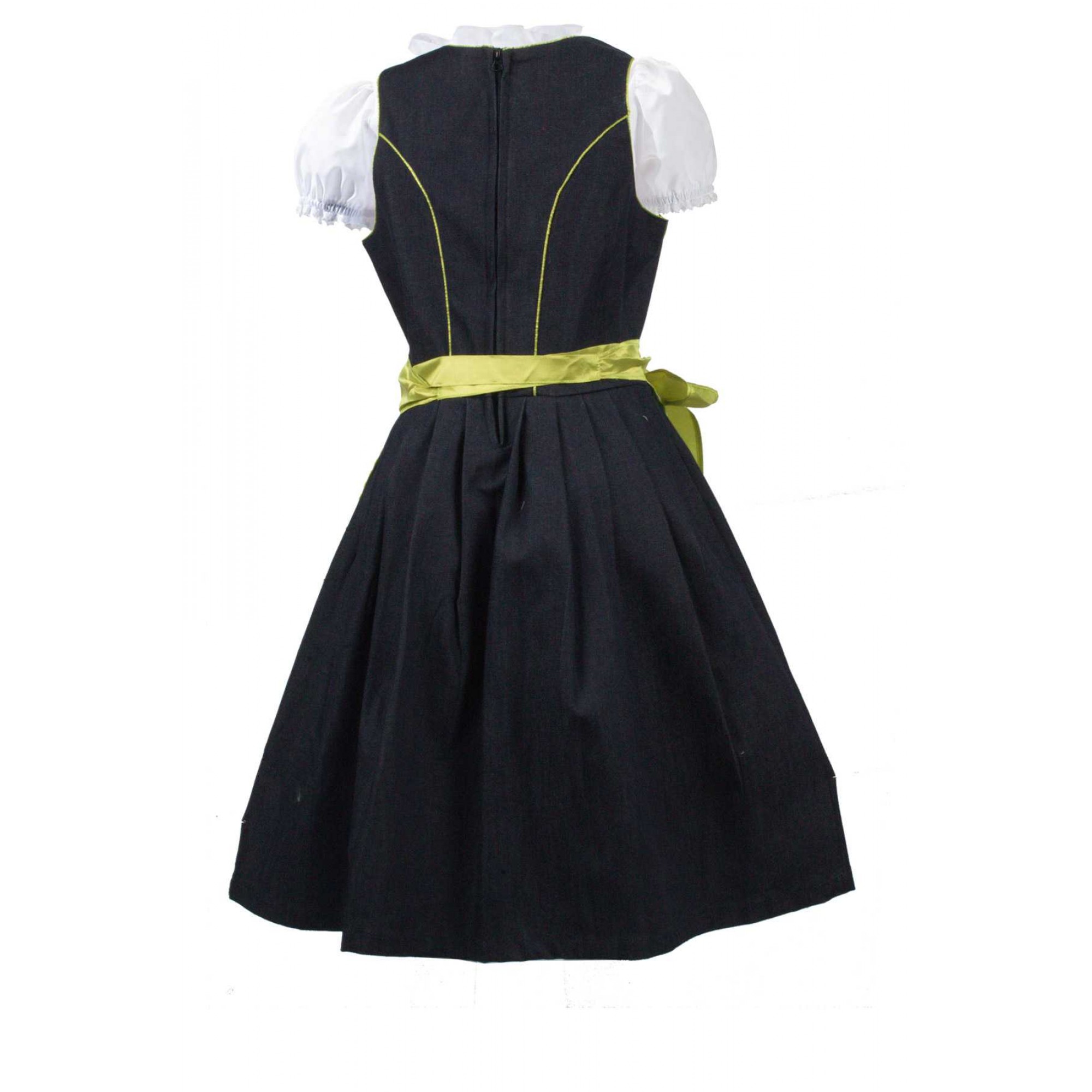 Midi Dirndl Dress Green 2 Way Flip Apron - Lederhosen Wears