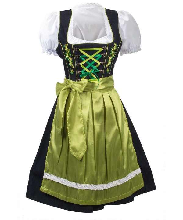 Midi Dirndl Dress Green 2 Way Flip Apron