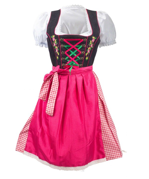  Midi German Dirndl Pink 2 Way Flip Apron