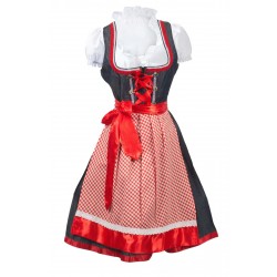 German Dirndl Midi Dress Denim Red 