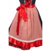 German Dirndl Midi Dress Denim Red 