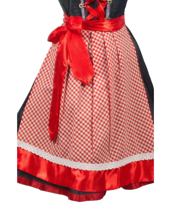 German Dirndl Midi Dress Denim Red 