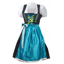 German Dirndl Dress Blue 2 Way Flip Apron