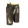 Embroidered Short Authentic Lederhosen Dark Grey