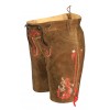 Traditional German Authentic Lederhosen Brown Red