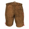 Traditional German Authentic Lederhosen Brown Red