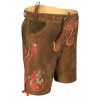 Traditional German Authentic Lederhosen Brown Red