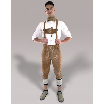 Bavarian Knee Lederhosen Lavish Gold Brown