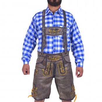Authentic German Lederhosen Yellow Embroidered