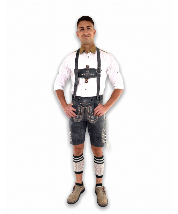 Plattler German Lederhosen Charcoal Black