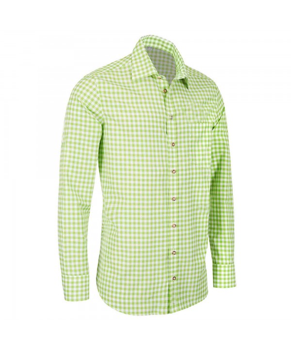 German Bavarian Slim Light Green Checkered Shirt