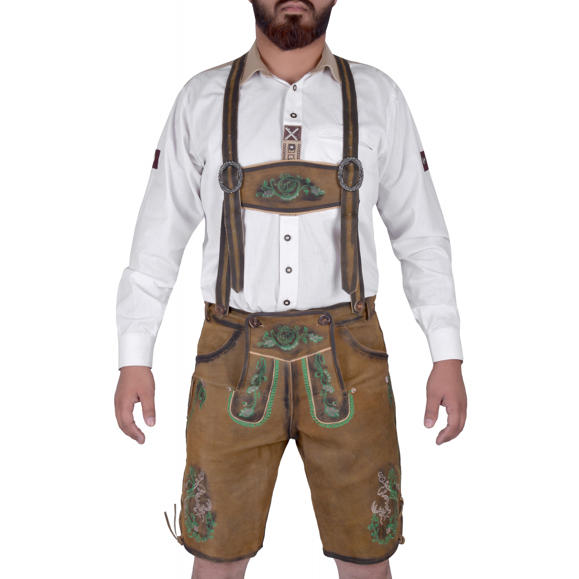 Bavarian Authentic German Lederhosen Gold Brown Lederhosen Wears 