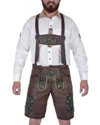 Bavarian Harren German Lederhosen Dark Brown