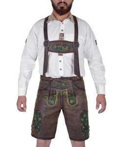 Bavarian Harren German Lederhosen Dark Brown