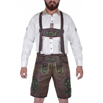 Bavarian Harren German Lederhosen Dark Brown