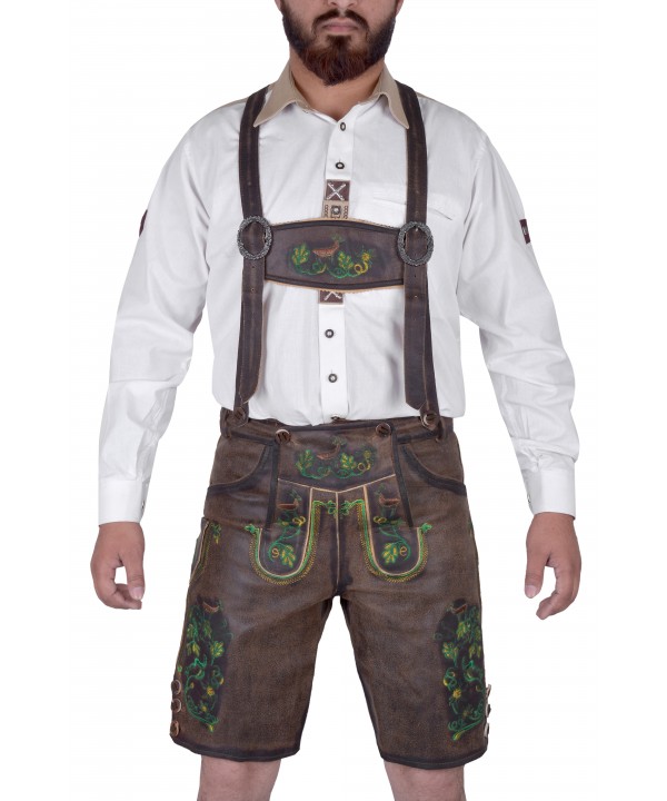 Bavarian Harren German Lederhosen Dark Brown