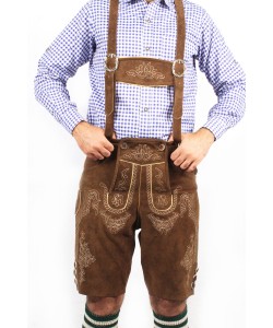 Herren Bavarian German Lederhosen Brown