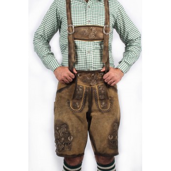 Bavarian Short Lederhosen Real Shaded Brown