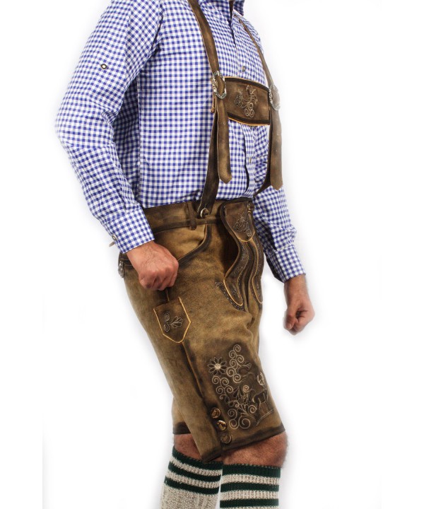 Bavarian Short Lederhosen Real Shaded Brown