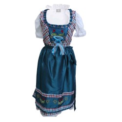 Checkered Midi Dirndl Eva Satin Blue