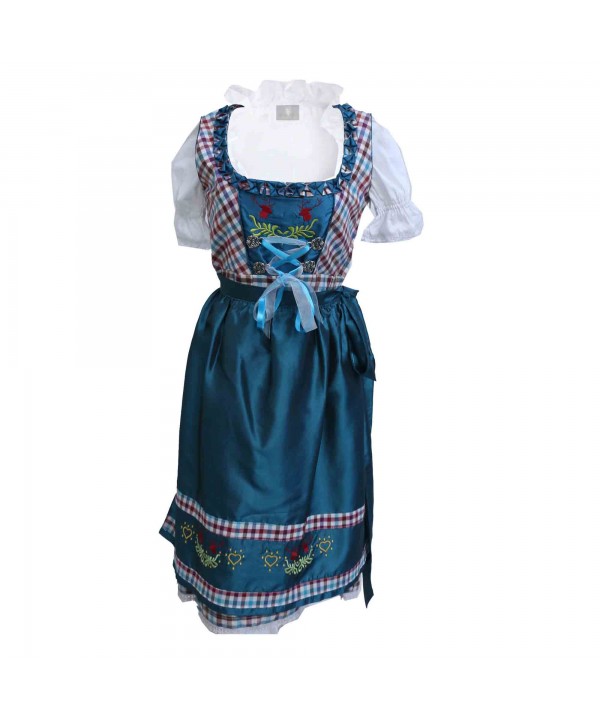 Checkered Midi Dirndl Eva Satin Blue