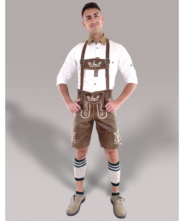 Bavarian Authentic Goat Lederhosen Brown