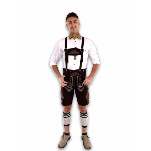 Herren Bavarian German Lederhosen Brown